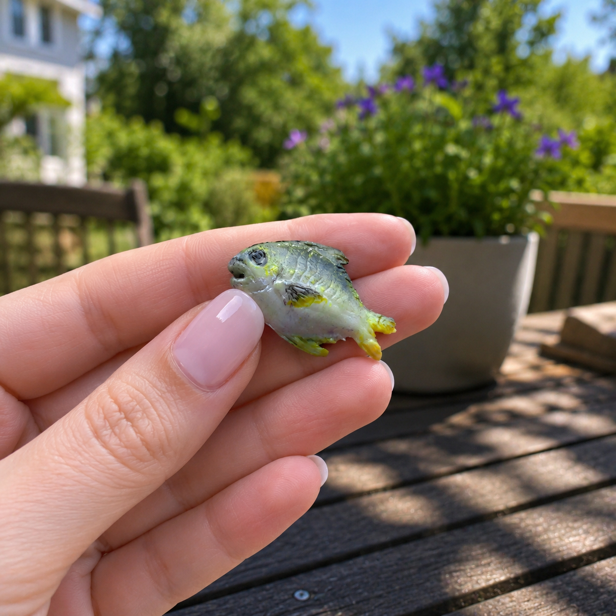 1:6 Scale Miniature Pompano Fish โ Dollhouse Realistic Green Yellow Flatfish Seafood, Handmade Polymer Clay Asian Market Kitchen Food for Blythe BJD Diorama