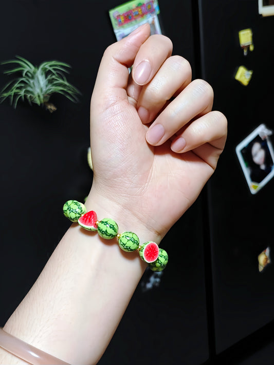realistic watermelon fruit bracelet handmade polymer clay fdmini