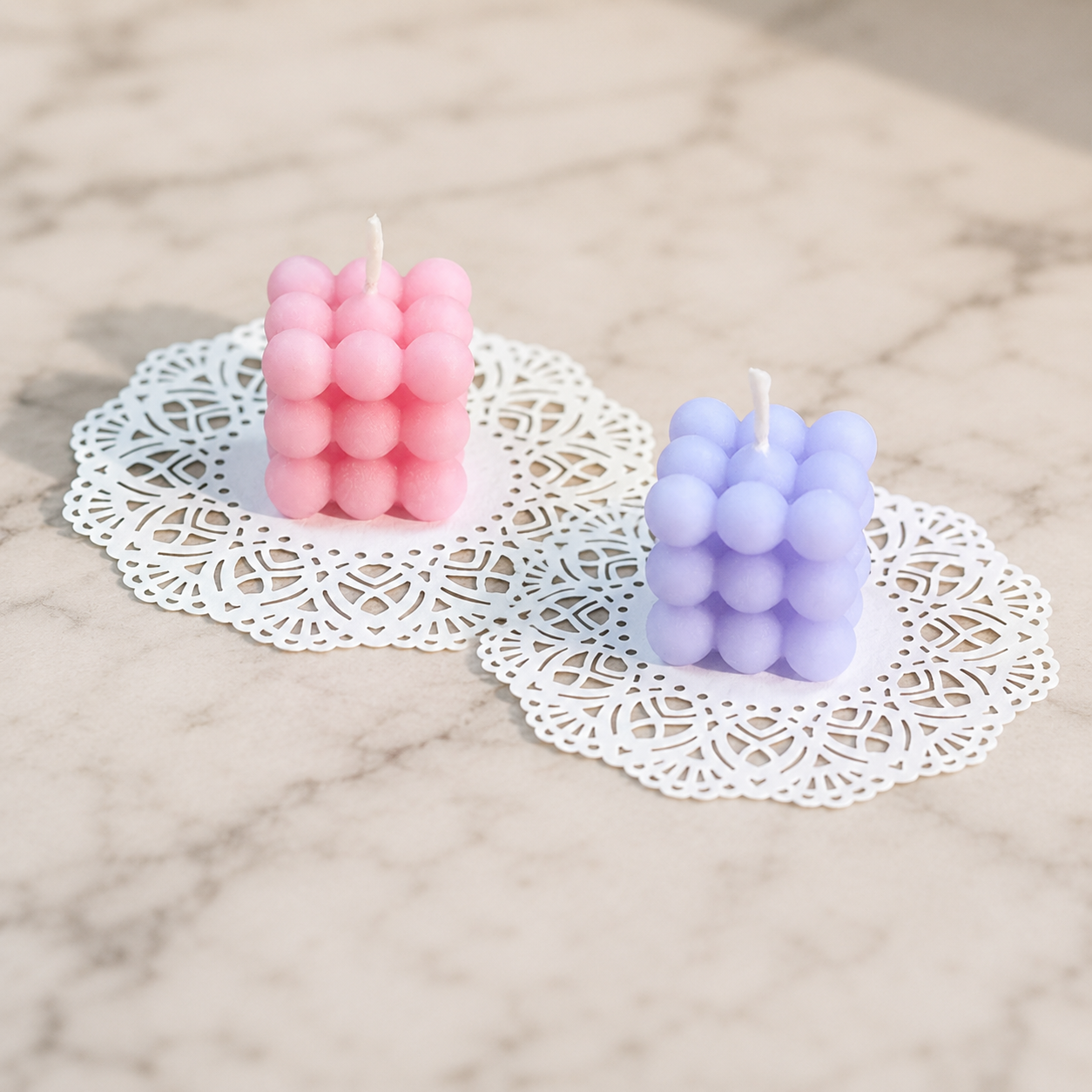 FDMINI Mini Bubble Cube Candles – Set of 8 Pastel Handmade Miniature Candles for 1:6 1:8 1:12 Scale Dollhouse, BJD & Blythe Scenes