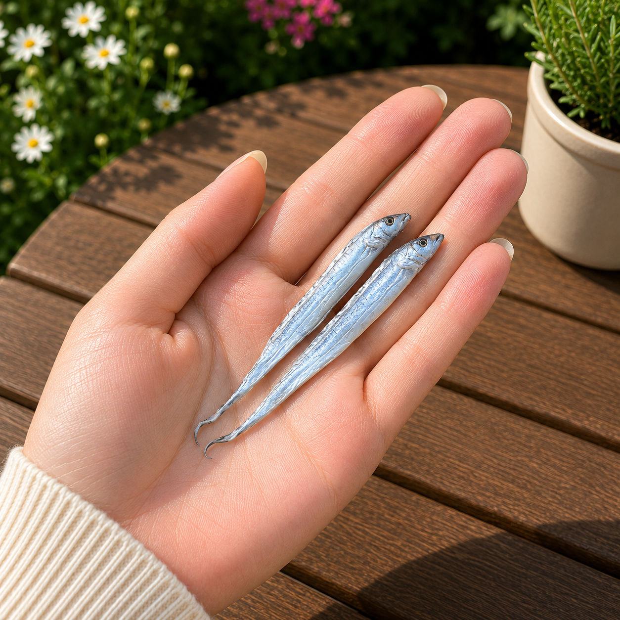 1:6 Scale Miniature Anchovy Sardine Fish Set – Dollhouse Realistic Silver Fish Seafood, Handmade Polymer Clay Kitchen Food for Blythe BJD Diorama