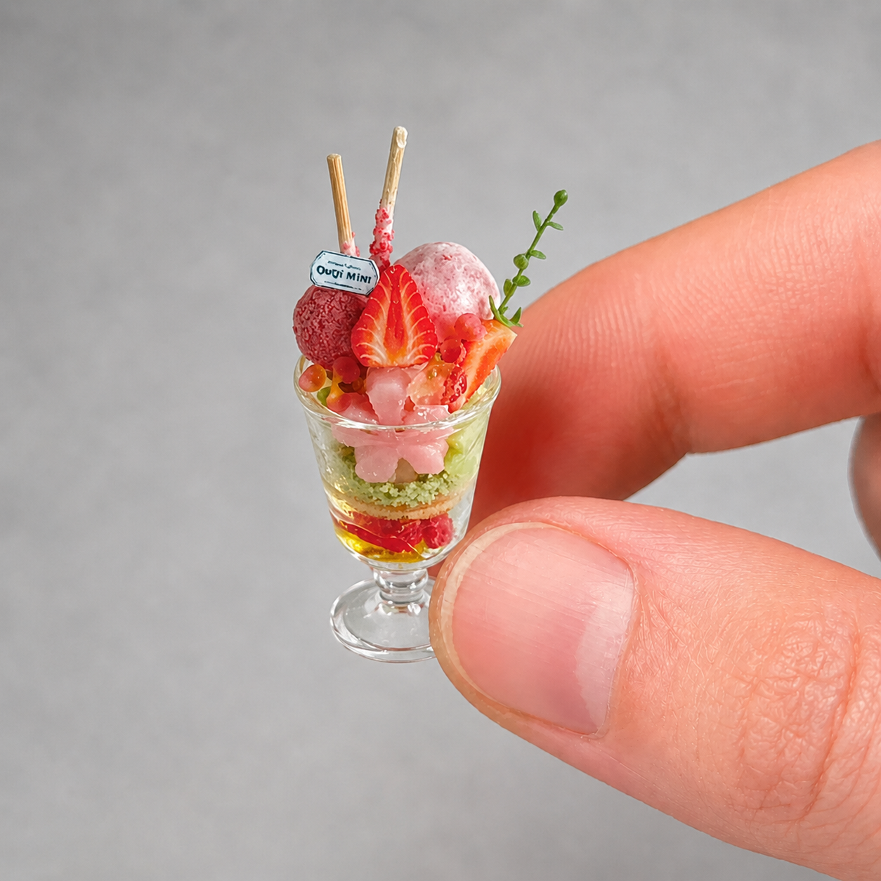 1:6 Scale Miniature Peach & Strawberry Café Collection – 4 Styles Dollhouse Caramel Pudding Platter, Strawberry Parfait, Layered Fruit Cup & Pink Ice Cream Soda, Handmade Polymer Clay Kawaii Food for Blythe BJD Diorama