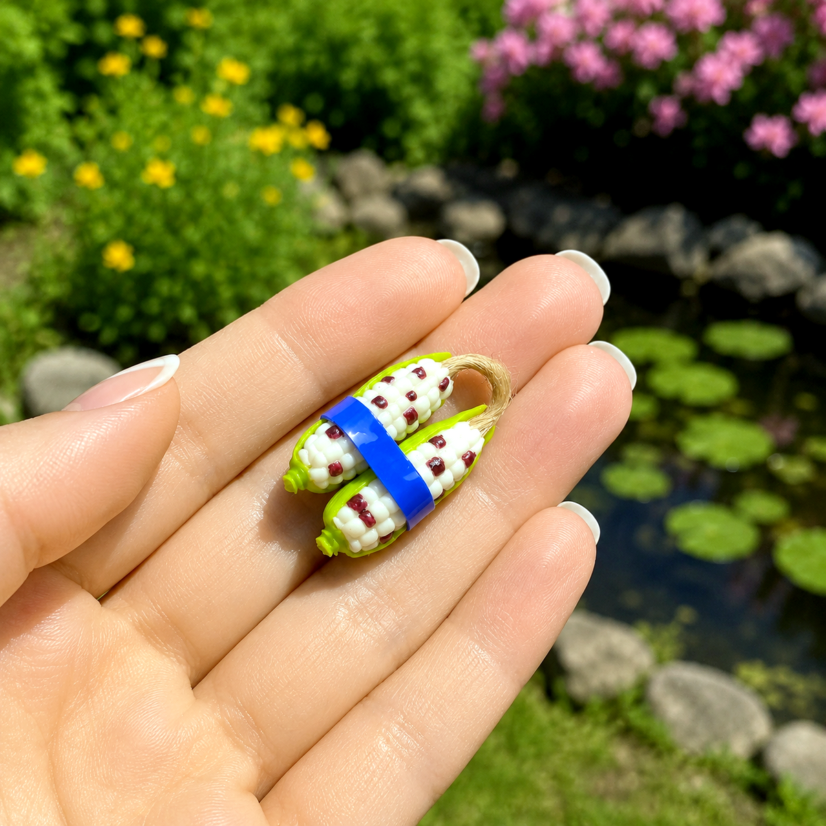 handmade polymer clay miniature corn set 1:6 scale dollhouse fdmini close-up