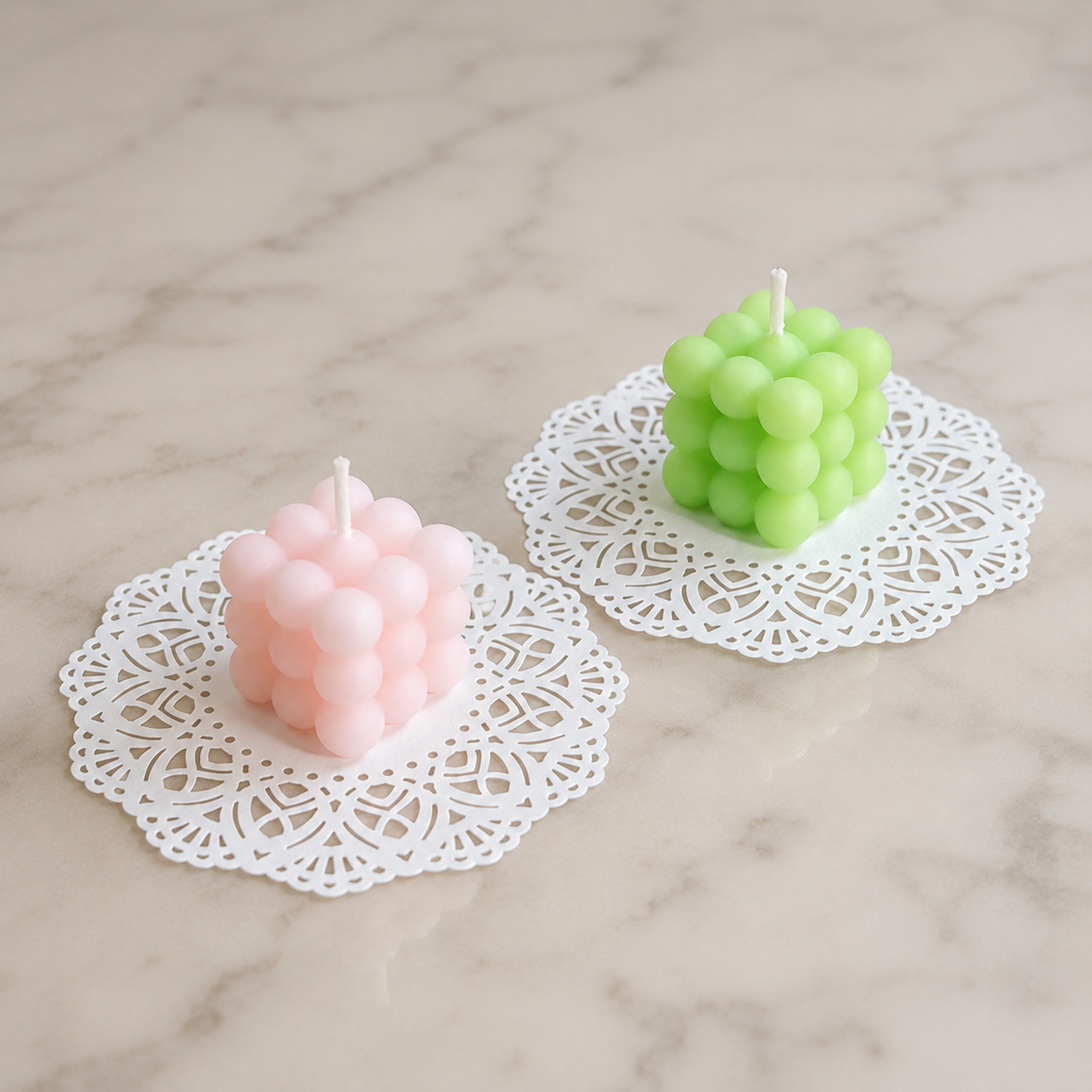FDMINI Mini Bubble Cube Candles – Set of 8 Pastel Handmade Miniature Candles for 1:6 1:8 1:12 Scale Dollhouse, BJD & Blythe Scenes