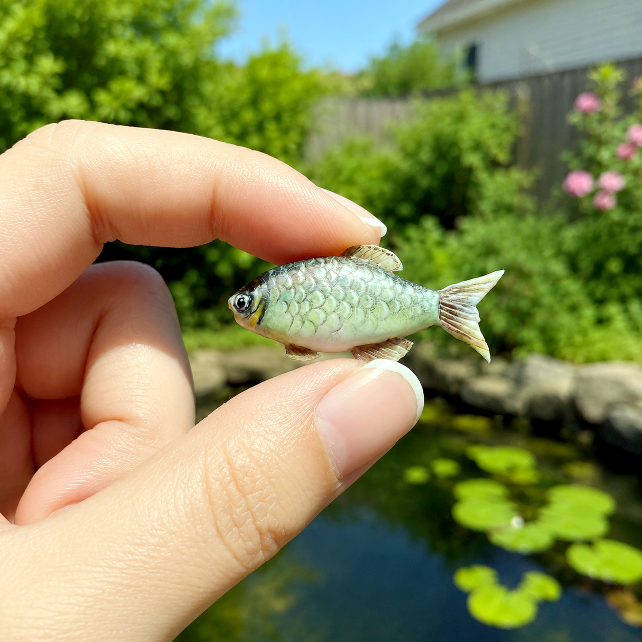 1:6 Scale Miniature Crucian Carp – Dollhouse Realistic Freshwater Fish with Scale Detail, Handmade Polymer Clay Asian Kitchen Seafood for Blythe BJD Diorama
