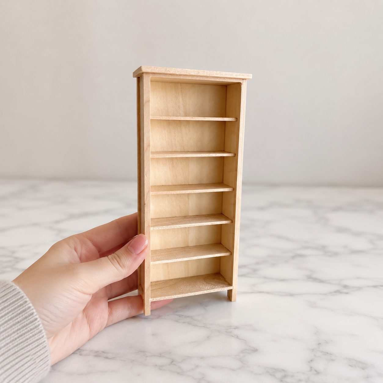 FDMINI Mini DIY Unfinished Wood Furniture – Paintable Miniature Bookshelf & Display Cabinet for 1:12 Scale Dollhouse, OB11 & BJD Scenes