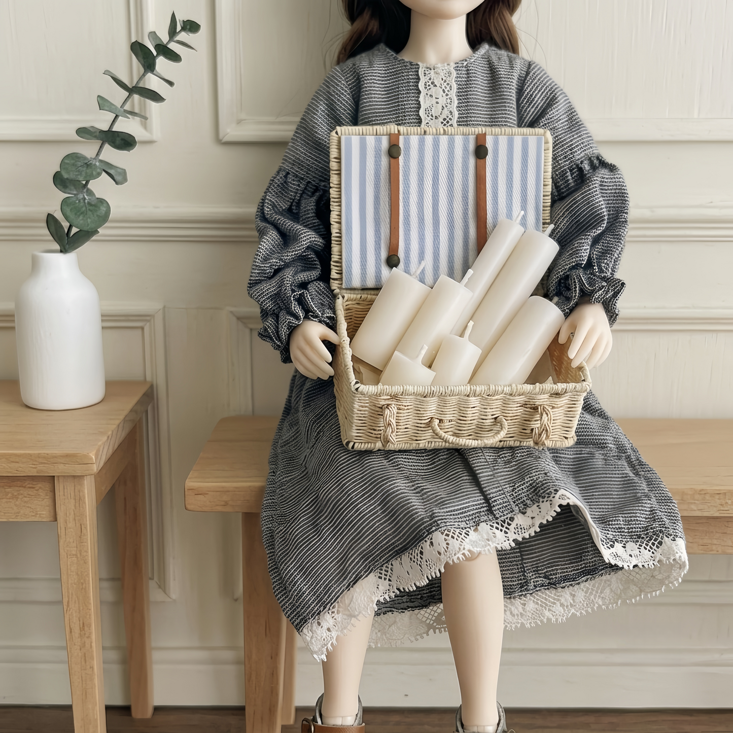 FDMINI Mini Pillar Candles – Set of 9 Real Burnable Miniature Candles in Assorted Heights for 1/6 1/8 1/12 Scale Dollhouse, BJD & Blythe Doll Scenes