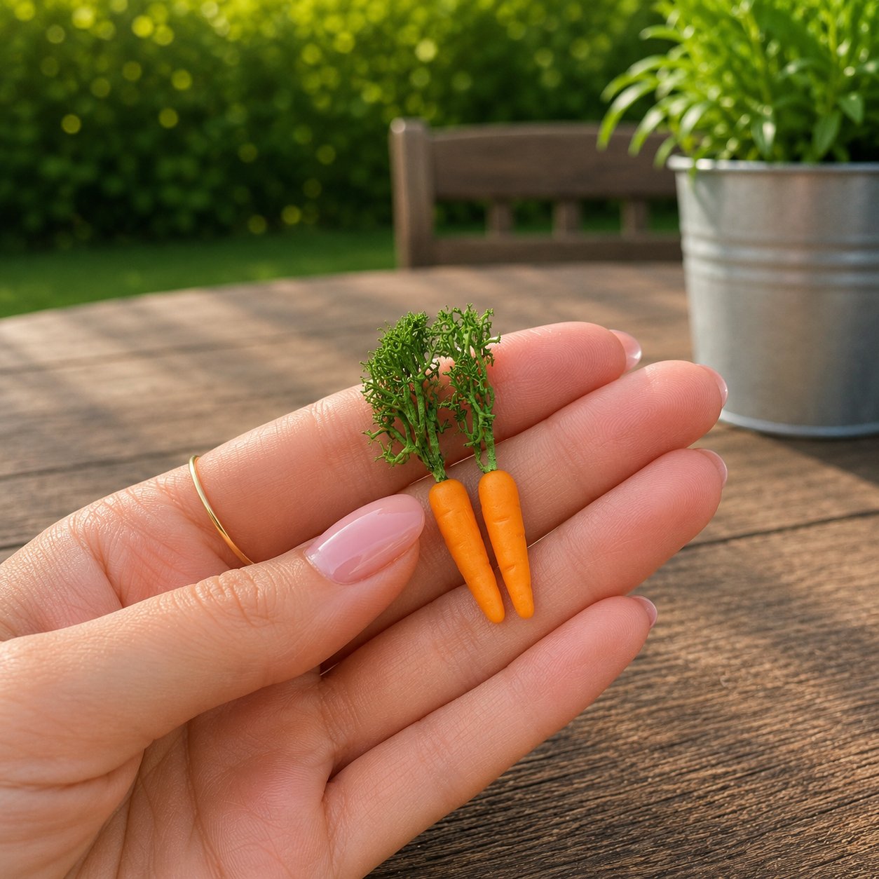 1:6 Scale Miniature Carrot Set – Dollhouse Realistic Orange & Purple Heirloom Carrot with Green Tops, Handmade Polymer Clay Garden Vegetable for Blythe BJD Diorama