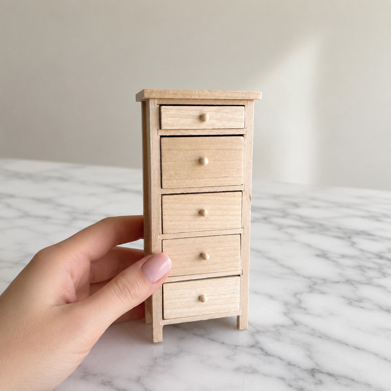 FDMINI Mini DIY Unfinished Wood Furniture – Paintable Miniature Bookshelf, Hutch, Cabinet & Wardrobe for 1:12 Scale Dollhouse, OB11 & BJD Scenes (7 Styles)