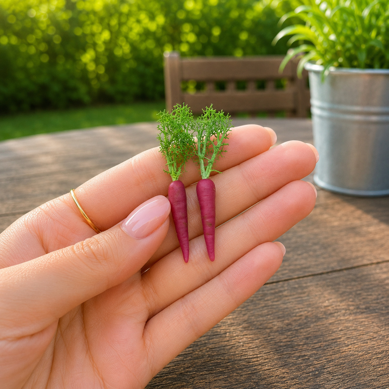 1:6 Scale Miniature Carrot Set – Dollhouse Realistic Orange & Purple Heirloom Carrot with Green Tops, Handmade Polymer Clay Garden Vegetable for Blythe BJD Diorama