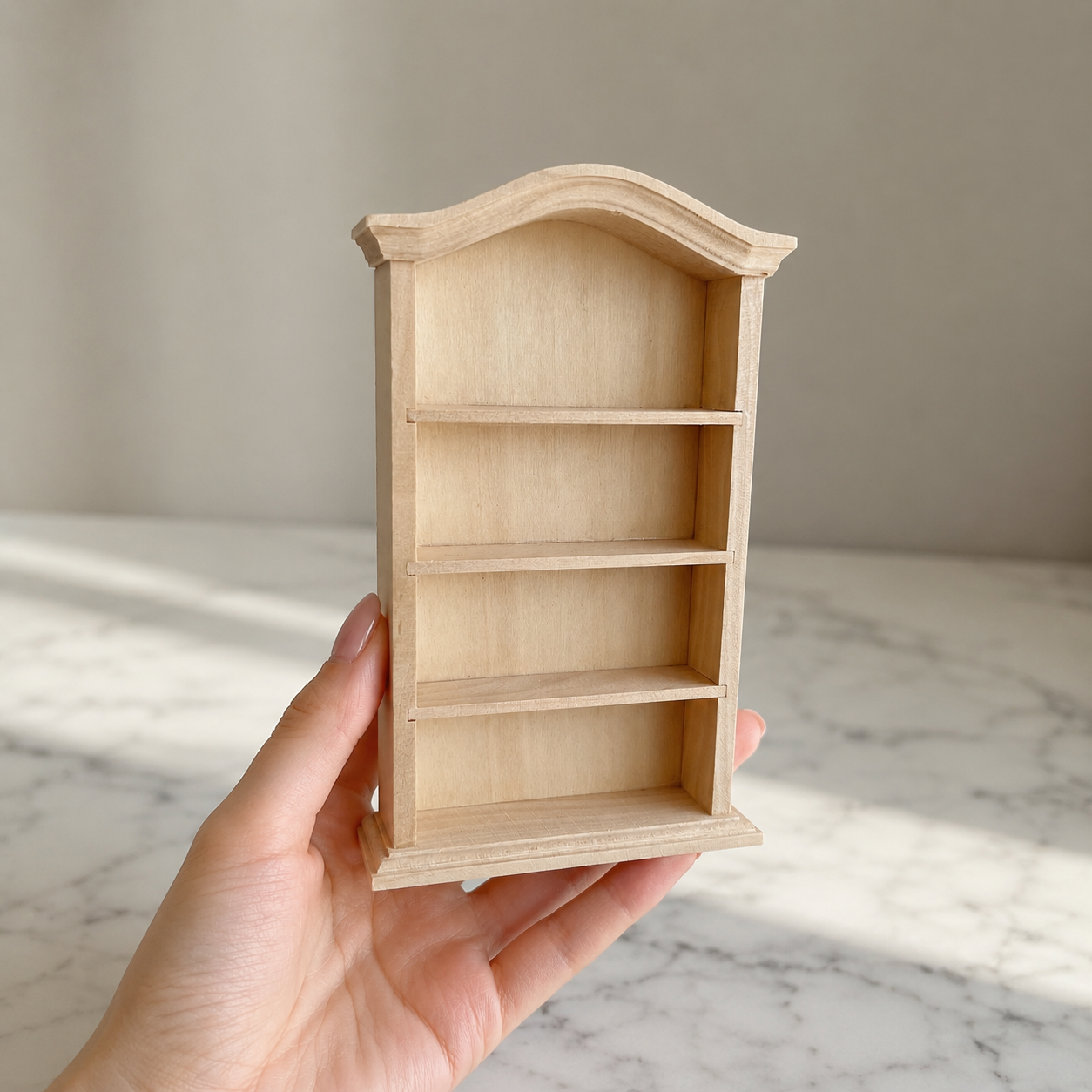 FDMINI Mini DIY Unfinished Wood Furniture – Paintable Miniature Bookshelf & Display Cabinet for 1:12 Scale Dollhouse, OB11 & BJD Scenes