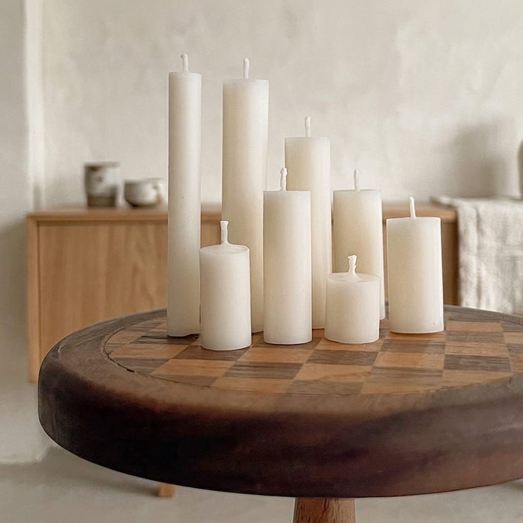 FDMINI Mini Pillar Candles – Set of 9 Real Burnable Miniature Candles in Assorted Heights for 1/6 1/8 1/12 Scale Dollhouse, BJD & Blythe Doll Scenes