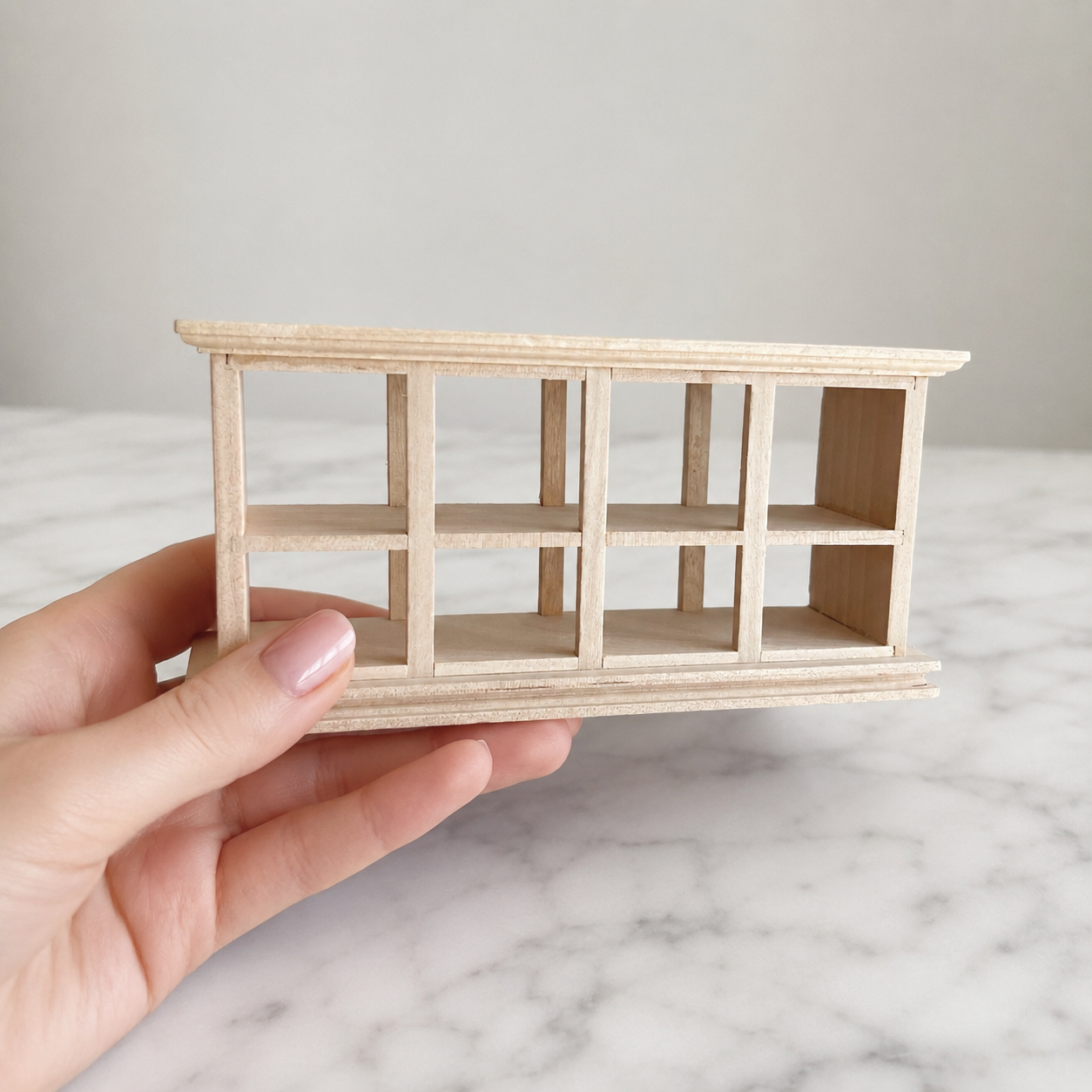 FDMINI Mini DIY Unfinished Wood Furniture – Paintable Miniature Bookshelf & Display Cabinet for 1:12 Scale Dollhouse, OB11 & BJD Scenes