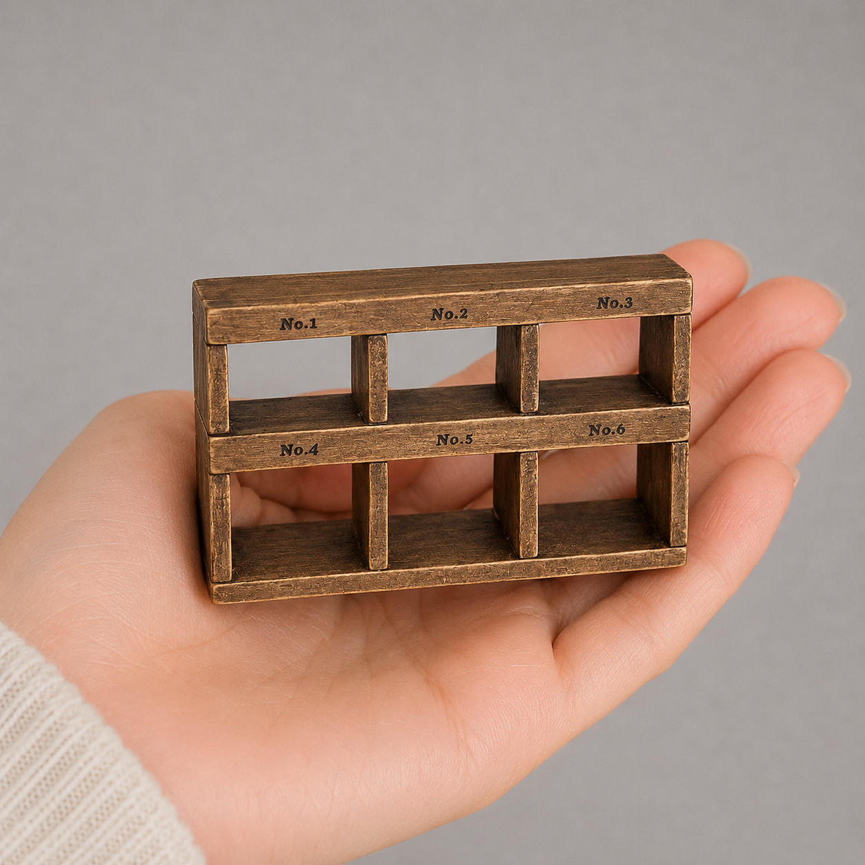 FDMINI Mini Vintage Wooden Storage Set – 4-Piece Handmade Miniature Shelf, Crate & Divided Box in Rustic Brown for 1:6 1:8 Scale Dollhouse, BJD & Blythe