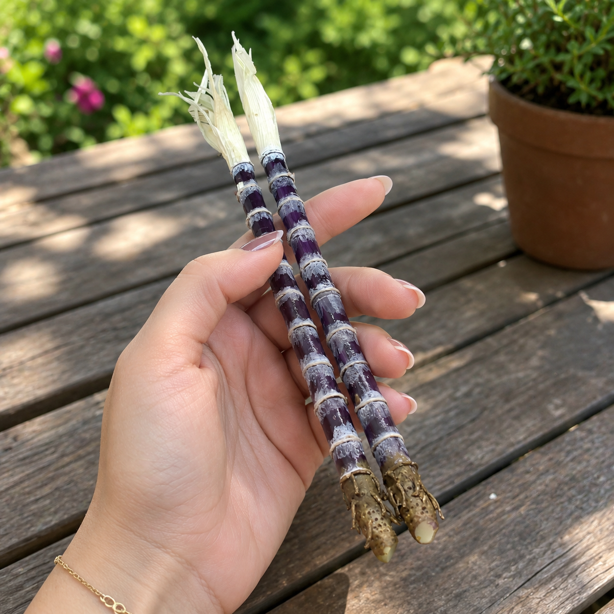1:6 Scale Miniature Purple Sugar Cane Set – Dollhouse Realistic Tropical Sugarcane Stalk, Handmade Polymer Clay Asian Market Food for Blythe BJD Diorama