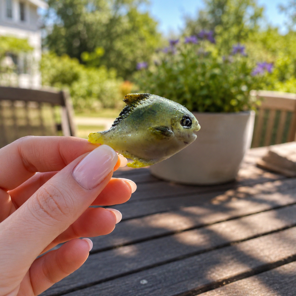 1:6 Scale Miniature Pompano Fish – Dollhouse Realistic Green Yellow Flatfish Seafood, Handmade Polymer Clay Asian Market Kitchen Food for Blythe BJD Diorama