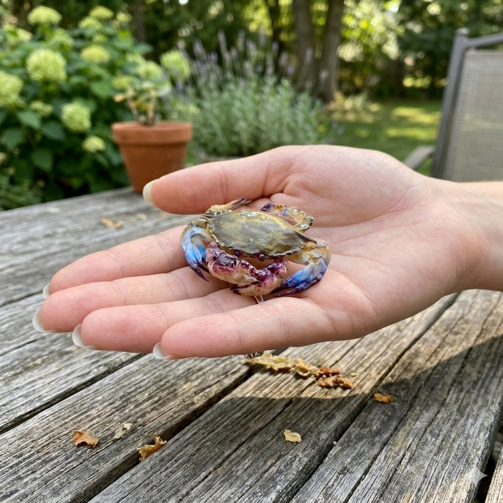 1:6 Scale Miniature Blue Crab – Dollhouse Realistic Purple Blue Mud Crab Seafood, Handmade Polymer Clay Asian Market Kitchen Food for Blythe BJD Diorama