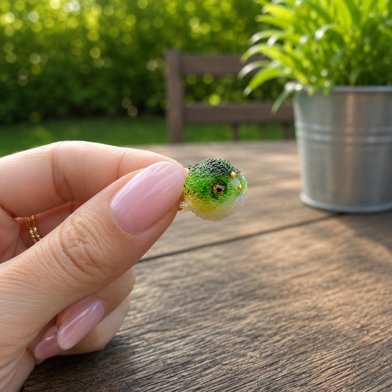 1:6 Scale Miniature Puffer Fish – Dollhouse Realistic Green Blowfish Ocean Sea Animal, Handmade Polymer Clay Aquarium Décor for Blythe BJD Diorama