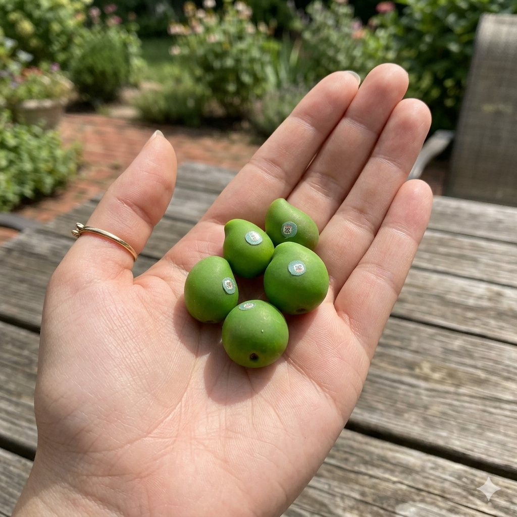1:6 Scale Miniature Green Mango – Dollhouse Realistic Thai Green Mango with Price Sticker, Handmade Polymer Clay Tropical Fruit for Blythe BJD Diorama