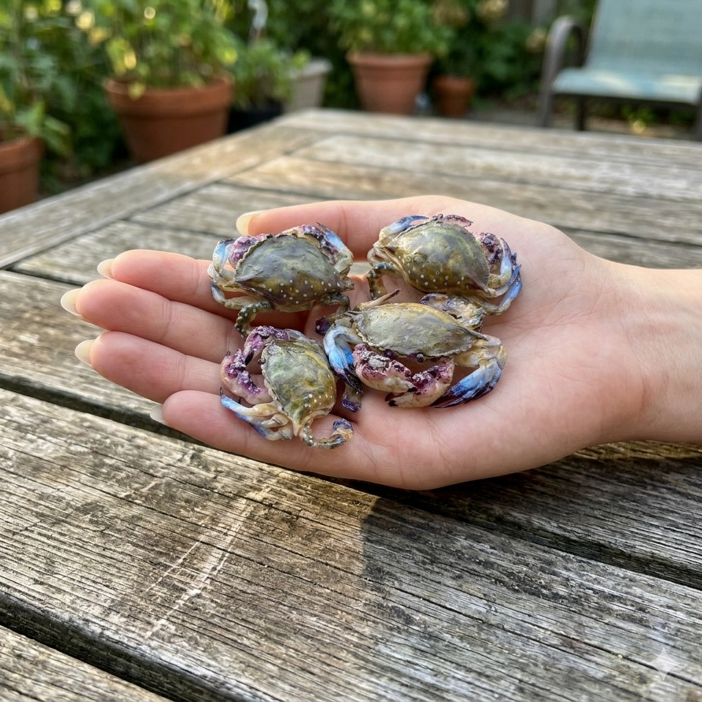 1:6 Scale Miniature Blue Crab – Dollhouse Realistic Purple Blue Mud Crab Seafood, Handmade Polymer Clay Asian Market Kitchen Food for Blythe BJD Diorama