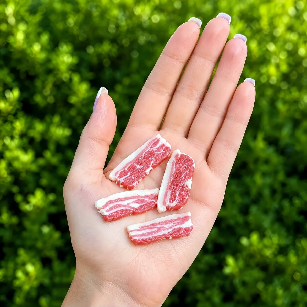 handmade polymer clay miniature pork belly slices 1:6 scale dollhouse fdmini