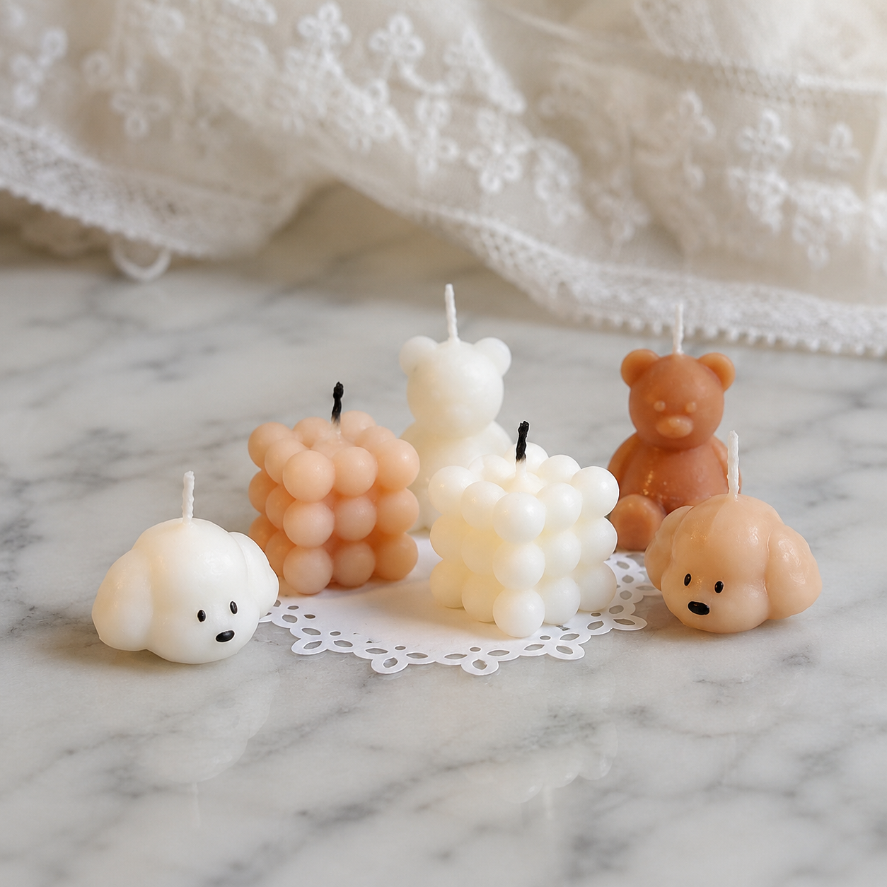 FDMINI Mini Puppy Candles – Set of 3 Cute Handmade Miniature Dog Candles for 1:6 1:8 1:12 Scale Dollhouse, BJD & Blythe Scenes