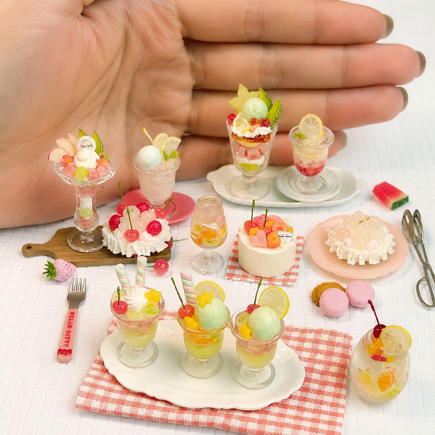 1:6 Scale Miniature Lemon Citrus Café Collection – 12 Styles Dollhouse Soda Cup, Melon Parfait, Cream Cake & Ice Cream Set, Handmade Polymer Clay Kawaii Summer Food for Blythe BJD Diorama | Pick Your Style