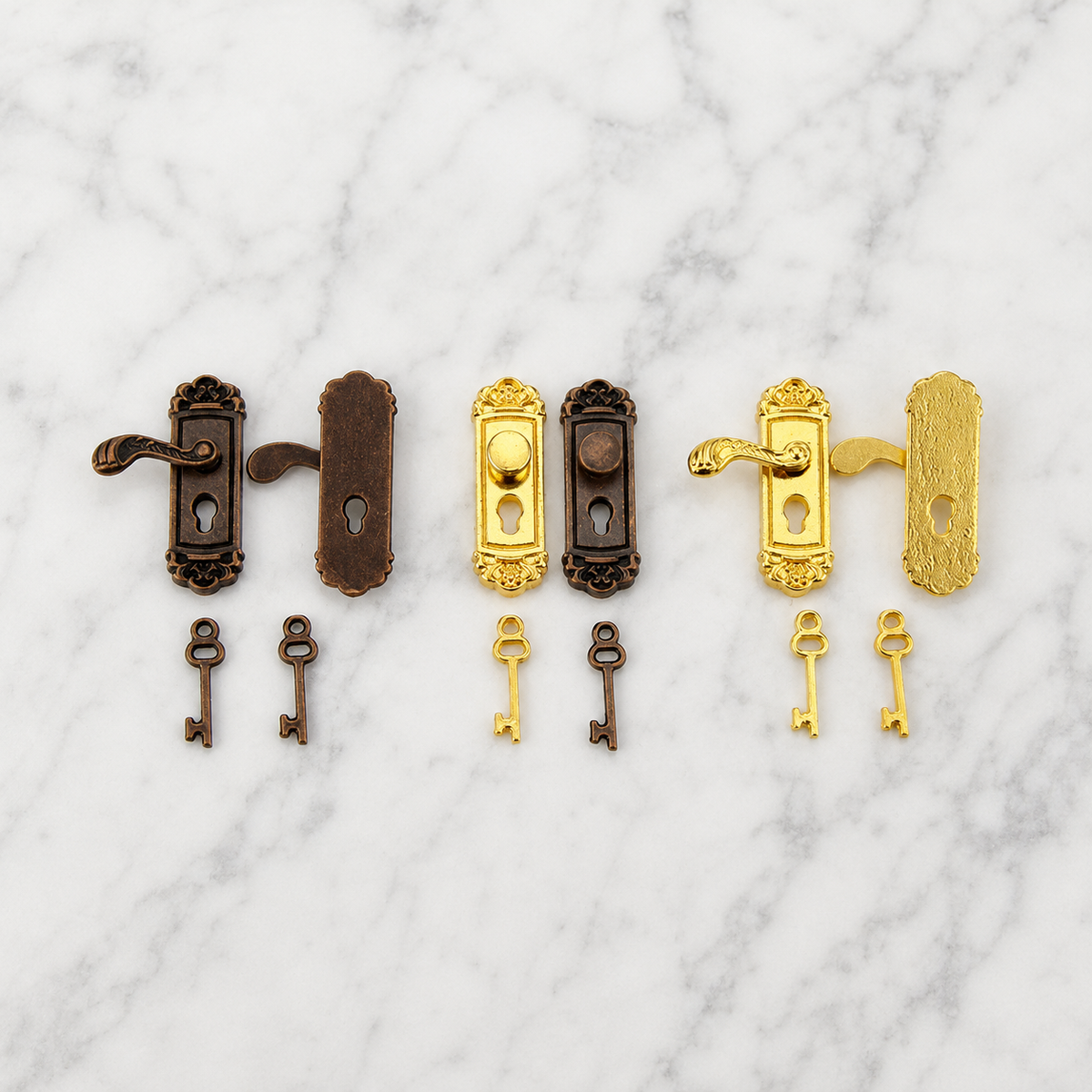 handmade miniature door handles with keys 1:12 scale dollhouse fdmini styled scene