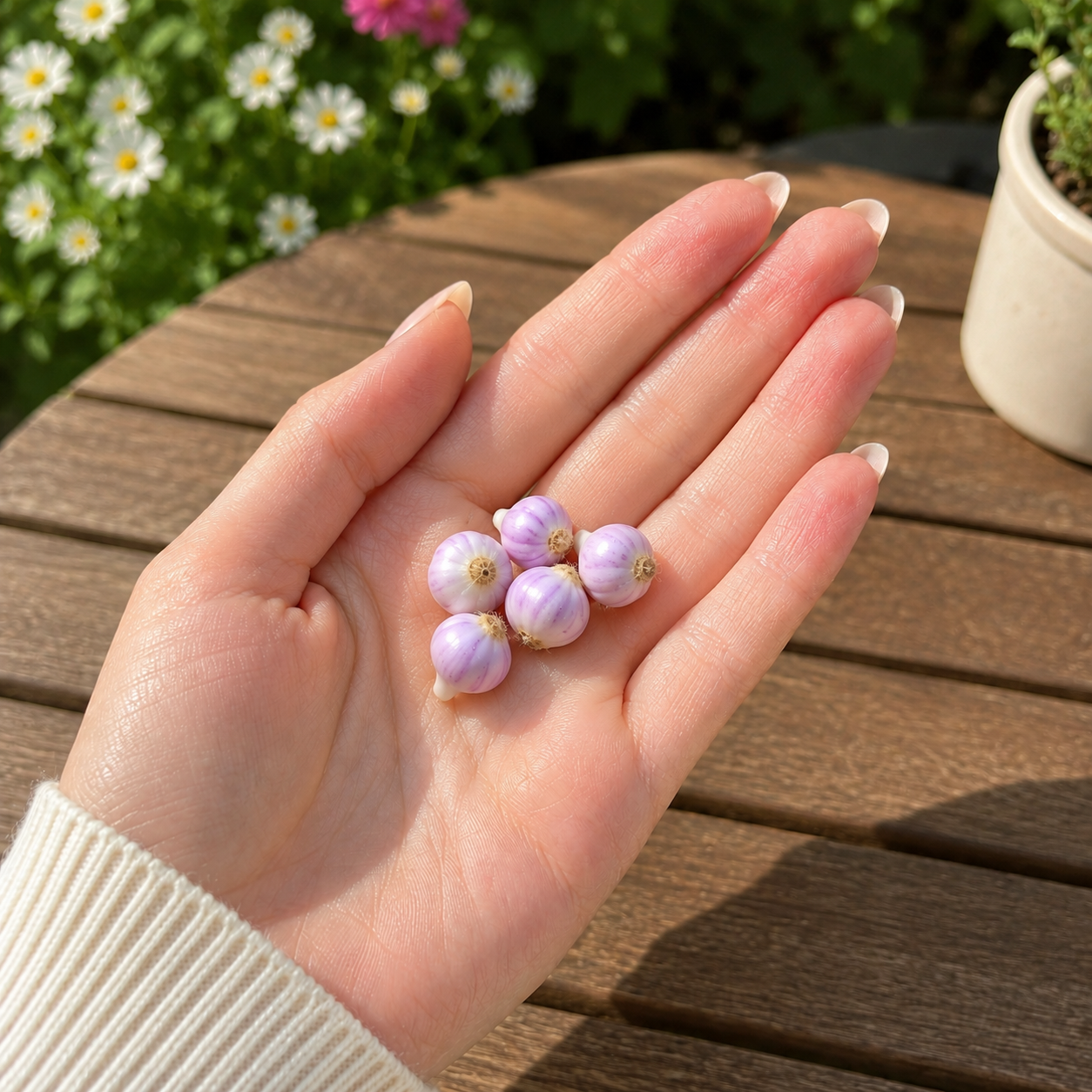 1:6 Scale Miniature Garlic Bulb Set – Dollhouse White & Purple Garlic Variety, Handmade Polymer Clay Realistic Kitchen Vegetable for Blythe BJD Diorama