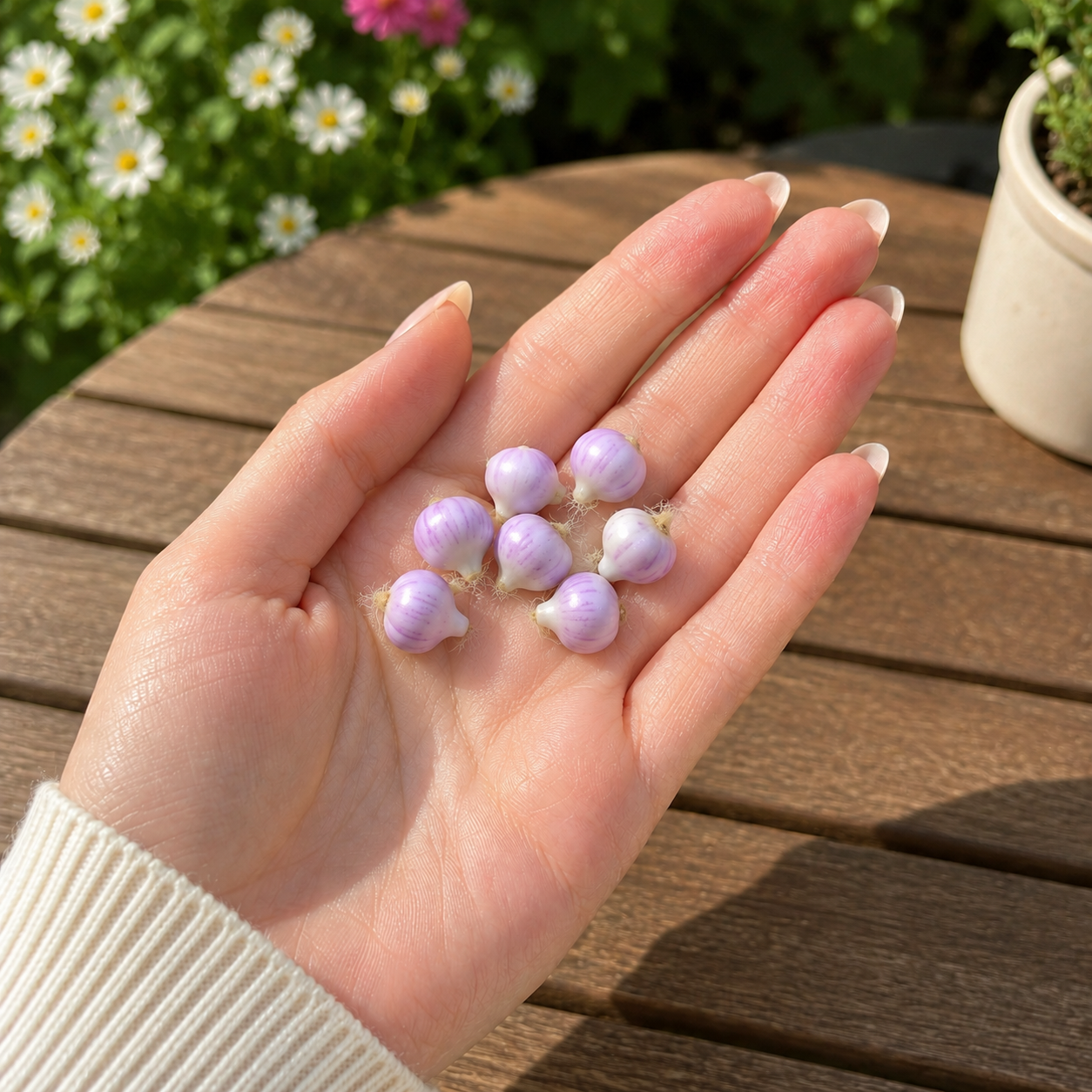 1:6 Scale Miniature Garlic Bulb Set – Dollhouse White & Purple Garlic Variety, Handmade Polymer Clay Realistic Kitchen Vegetable for Blythe BJD Diorama