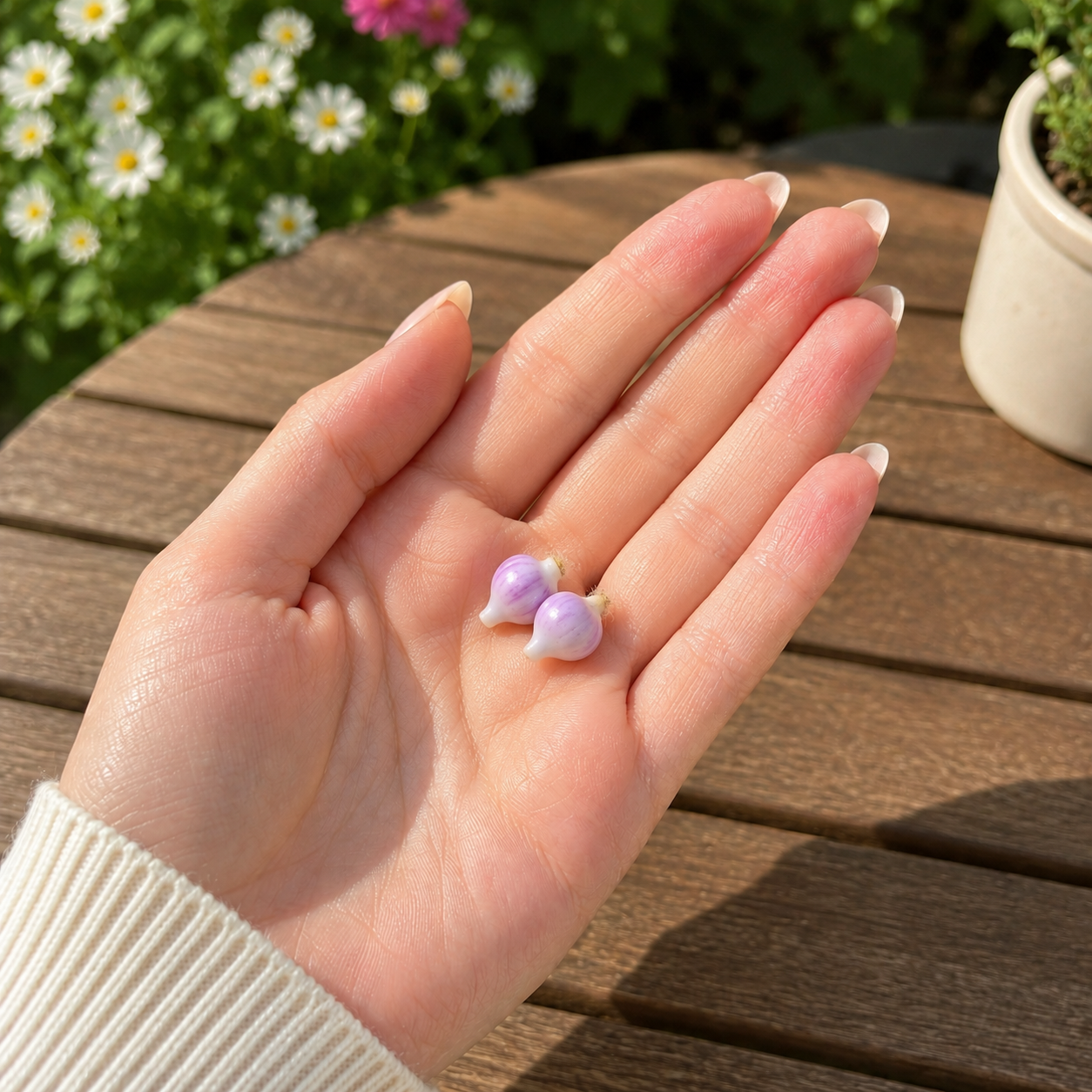 1:6 Scale Miniature Garlic Bulb Set – Dollhouse White & Purple Garlic Variety, Handmade Polymer Clay Realistic Kitchen Vegetable for Blythe BJD Diorama