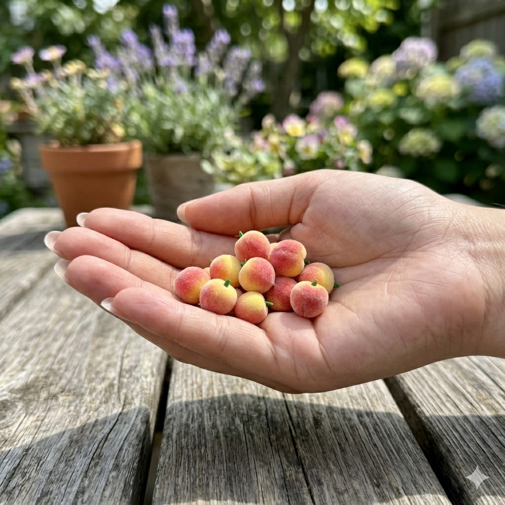 1:6 Scale Miniature Fuzzy Peach Set – Dollhouse Realistic Blush Pink Baby Peach with Stem, Handmade Polymer Clay Fruit Market Food for Blythe BJD Diorama