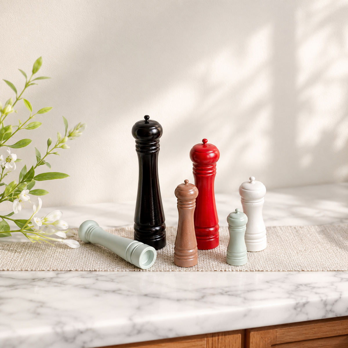 handmade clay miniature pepper mill grinder 1:12 scale dollhouse fdmini view 7