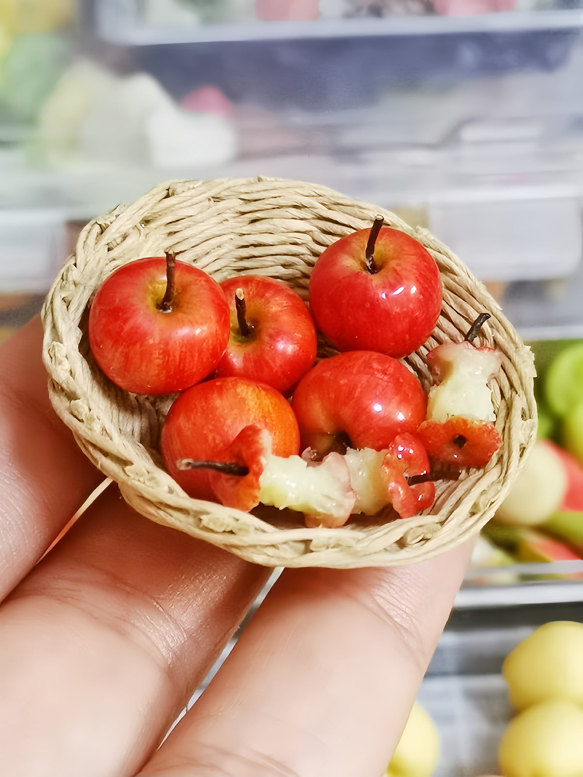 handmade polymer clay miniature red apple set 1:12 scale dollhouse fdmini styled scene