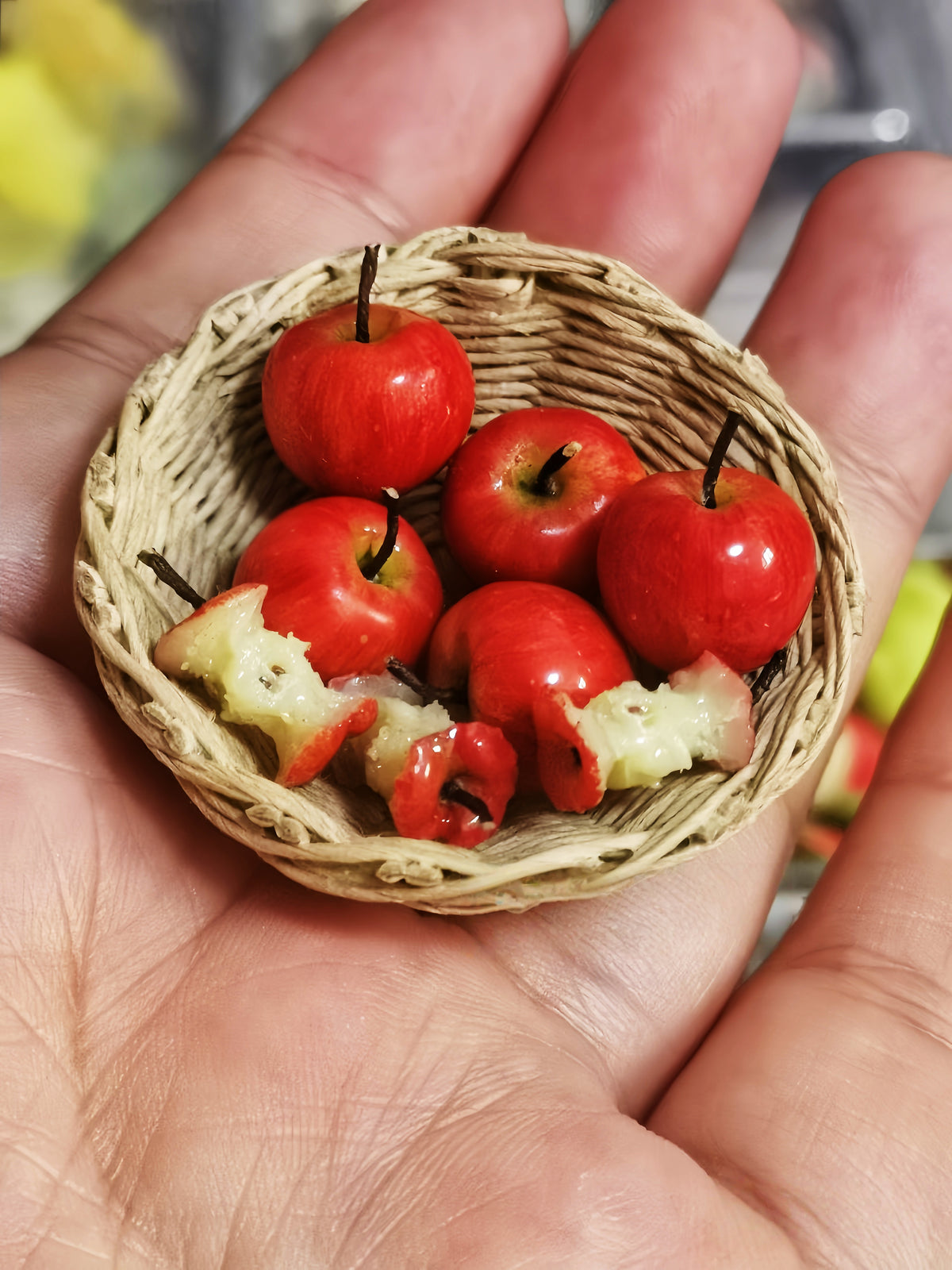 handmade polymer clay miniature red apple set 1:12 scale dollhouse fdmini view 8