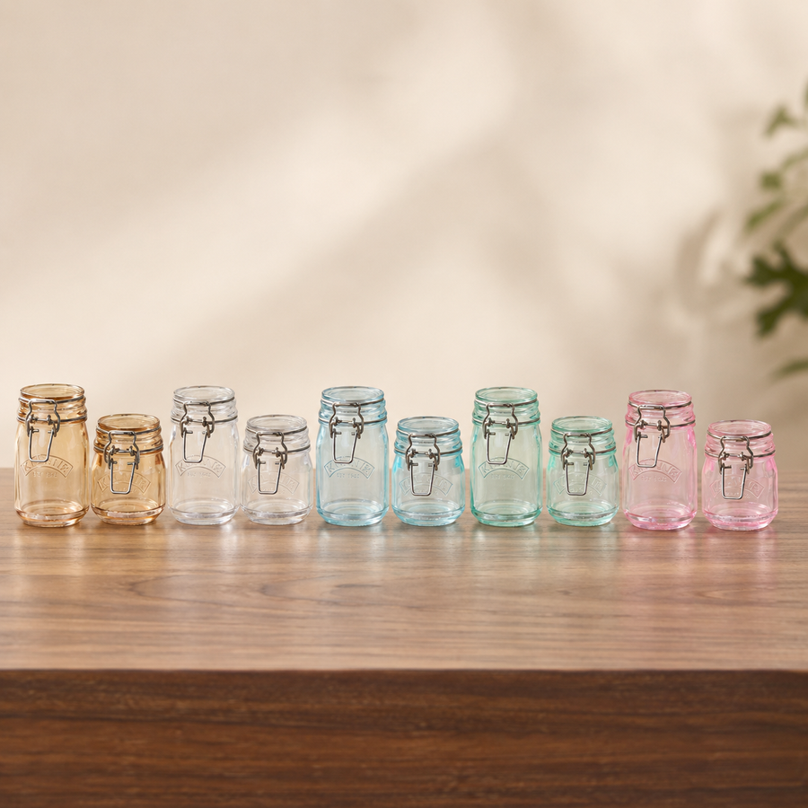 Miniature clip-top storage jars