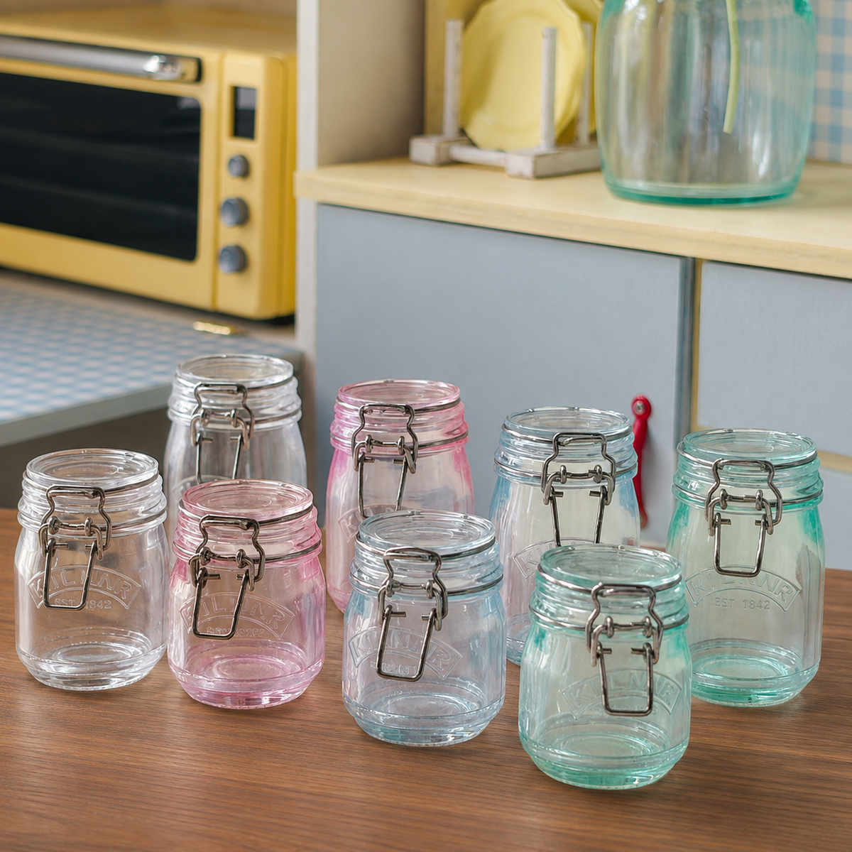 miniature clip-top storage jars 1:6 scale dollhouse fdmini styled scene