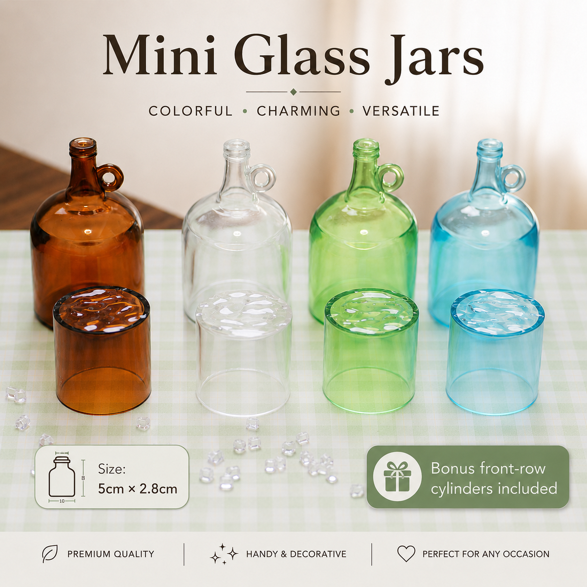 miniature glass jars 1:6 scale dollhouse fdmini detail view