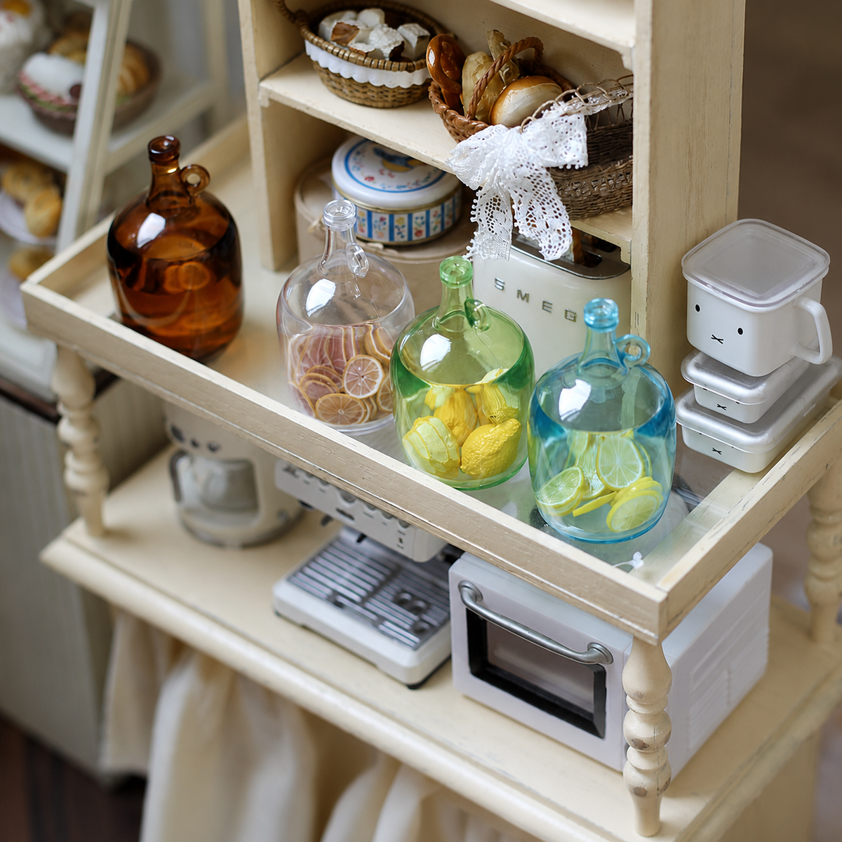 miniature glass jars 1:6 scale dollhouse fdmini close-up