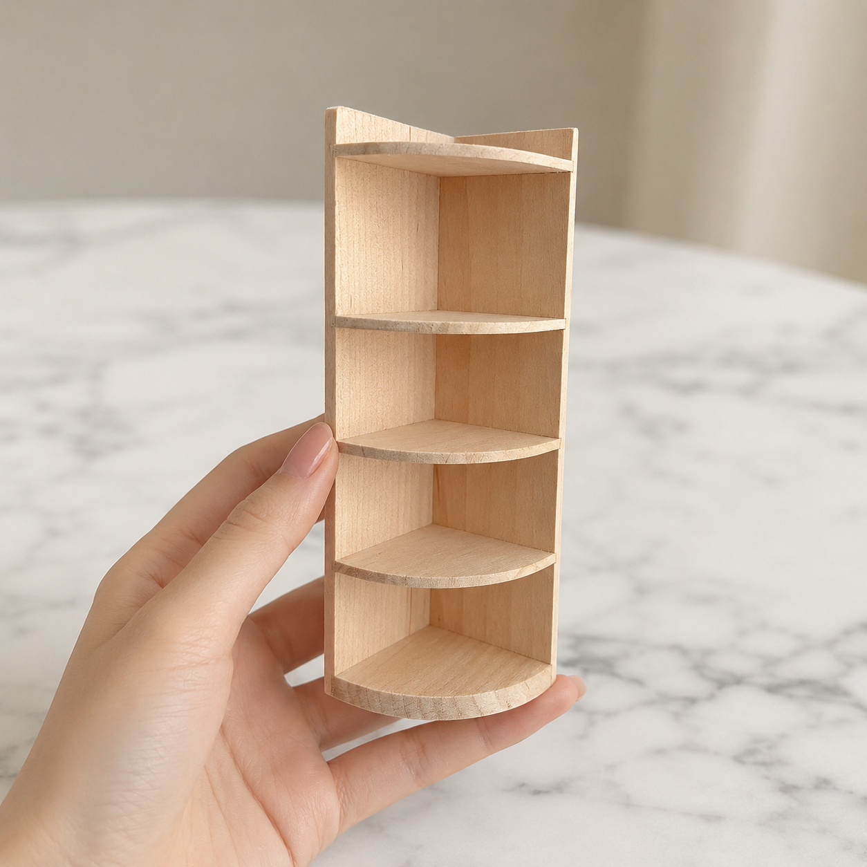 FDMINI Mini DIY Unfinished Wood Bookshelves – Paintable Miniature Bookcase, Corner Shelf & Hutch for 1:12 Scale Dollhouse, OB11 & BJD (7 Styles)