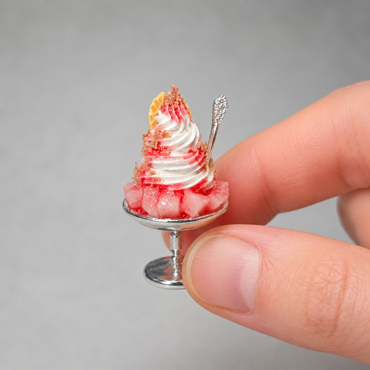 1:6 Scale Miniature Bingsu Shaved Ice Cup Collection – 3 Styles Dollhouse Strawberry, Mango & Muscat Korean Dessert, Handmade Polymer Clay Café Food for Blythe BJD Diorama