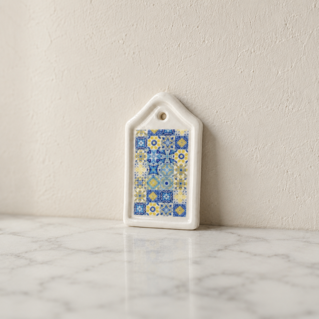 FDMINI Mini Ceramic Serving Boards – 6 Mediterranean Lemon & Tile Designs Miniature Kitchen Props for 1:6 Scale Dollhouse, BJD & Blythe Scenes