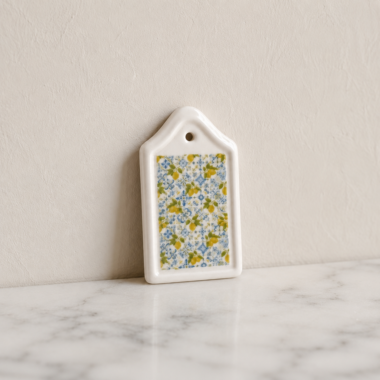 FDMINI Mini Ceramic Serving Boards – 6 Mediterranean Lemon & Tile Designs Miniature Kitchen Props for 1:6 Scale Dollhouse, BJD & Blythe Scenes