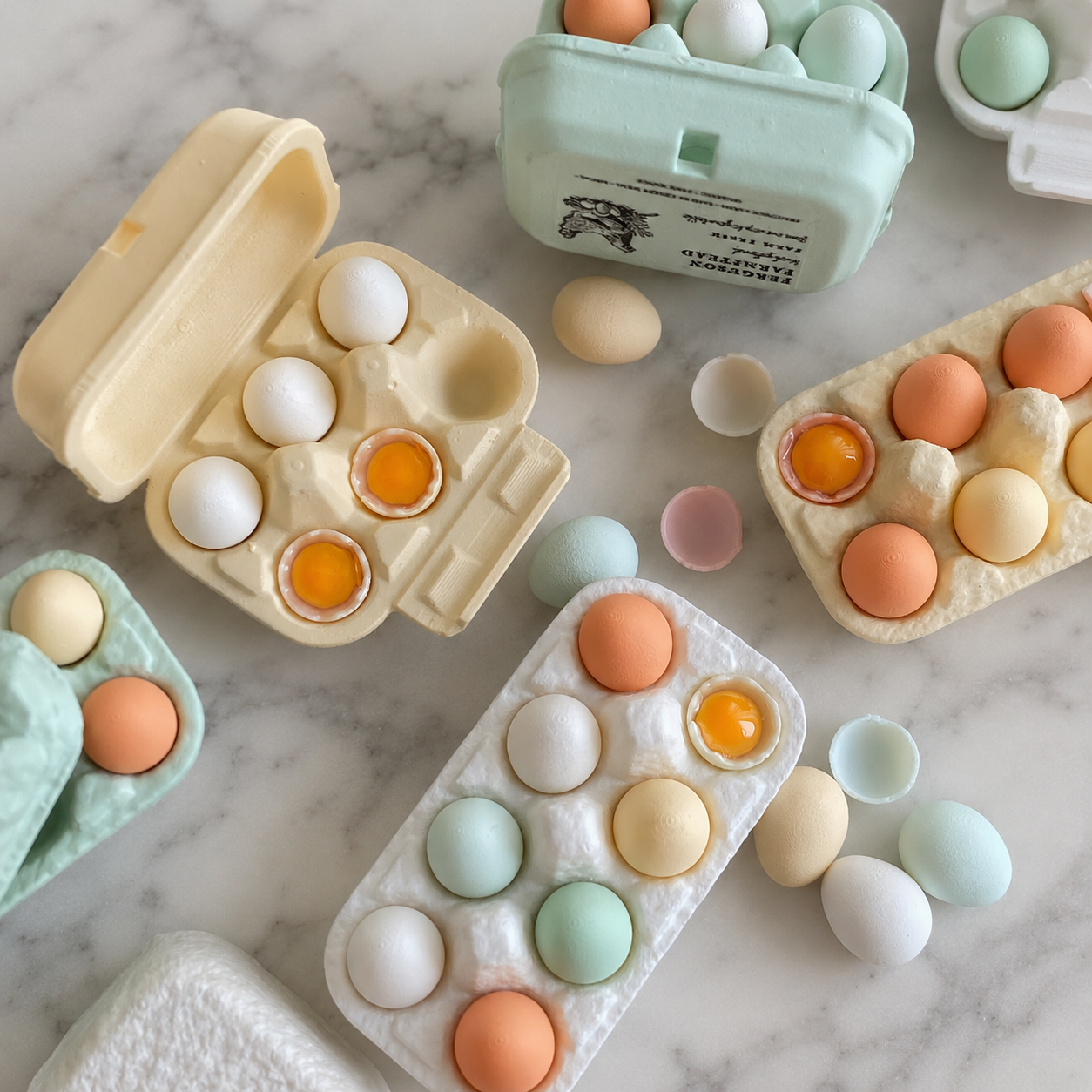 FDMINI Mini Egg Carton with Realistic Eggs – Miniature Farmhouse Egg Box Food Prop for 1/6 1/8 Scale Dollhouse & BJD Kitchen Scenes