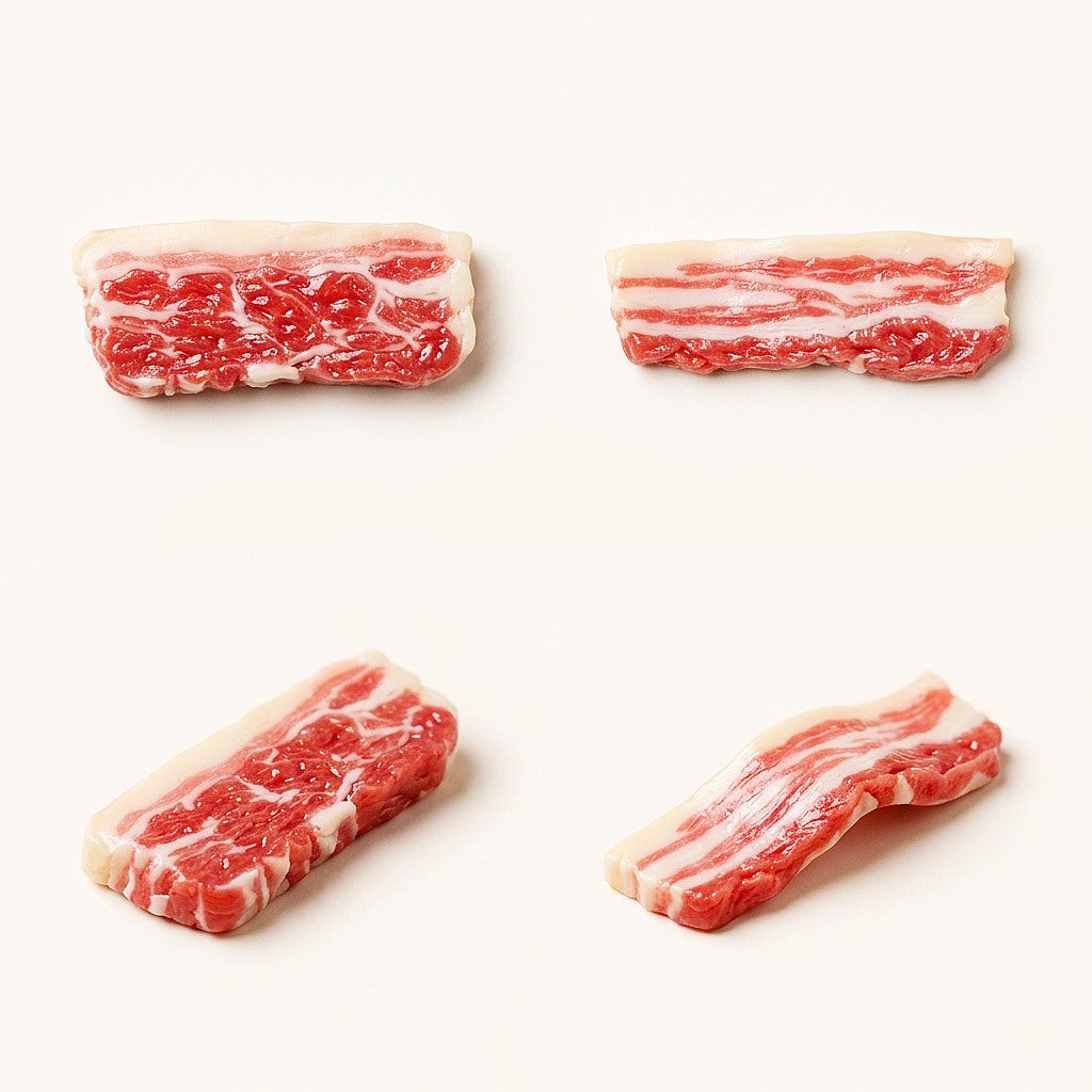 handmade polymer clay miniature pork belly slices 1:6 scale dollhouse fdmini detail view