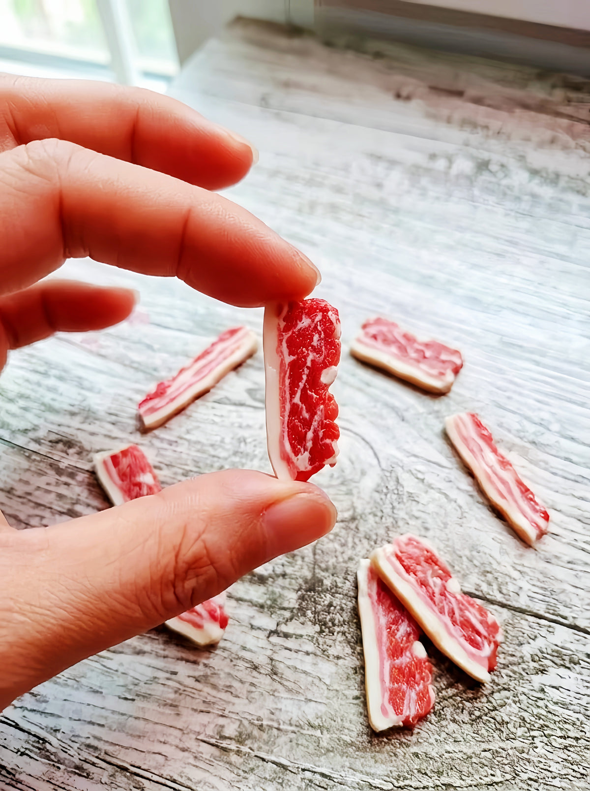 handmade polymer clay miniature pork belly slices 1:6 scale dollhouse fdmini view 7
