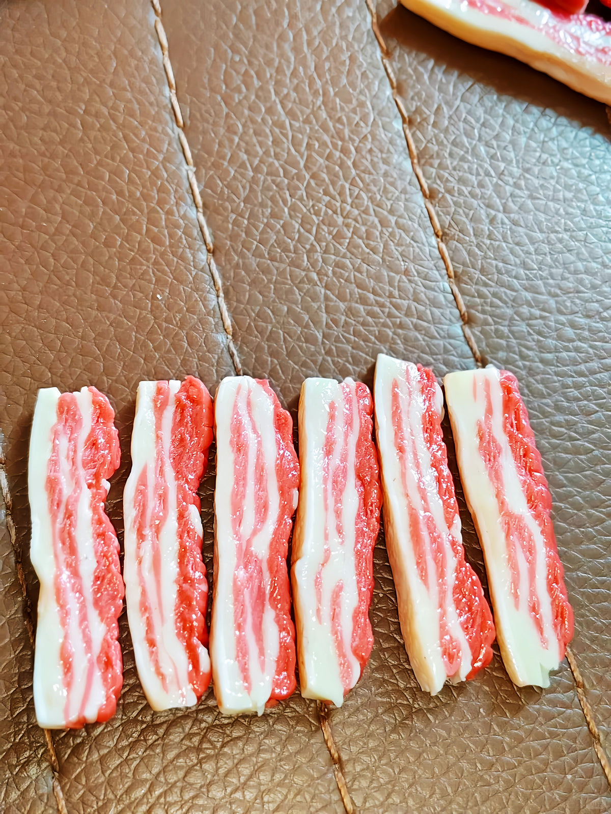 handmade polymer clay miniature pork belly slices 1:6 scale dollhouse fdmini view 6