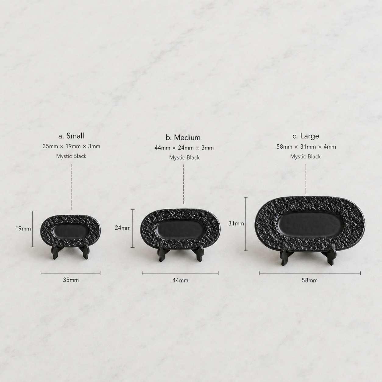 FDMINI Mini Stone-Texture Oval Platters – 4 Colors × 3 Sizes Miniature Steak Plate & Serving Dish for 1:6 Dollhouse, BJD & Blythe Scenes