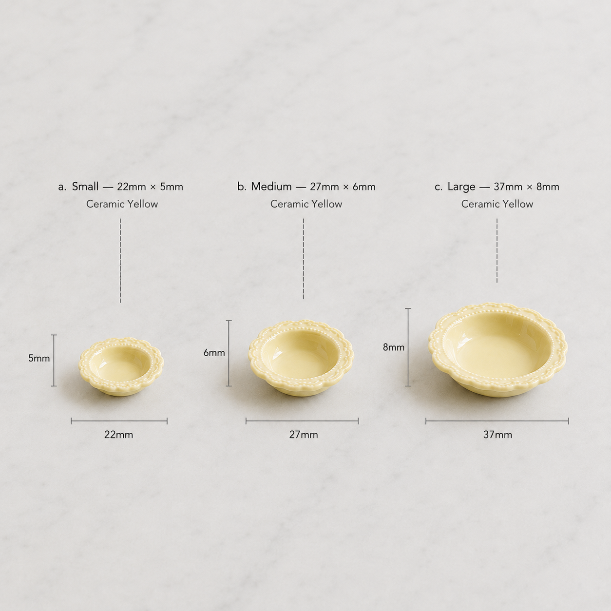 FDMINI Mini Lace-Edge Dishes – 4 Colors × 3 Sizes French Embossed Miniature Dessert Bowls for 1:12 Dollhouse & Roombox