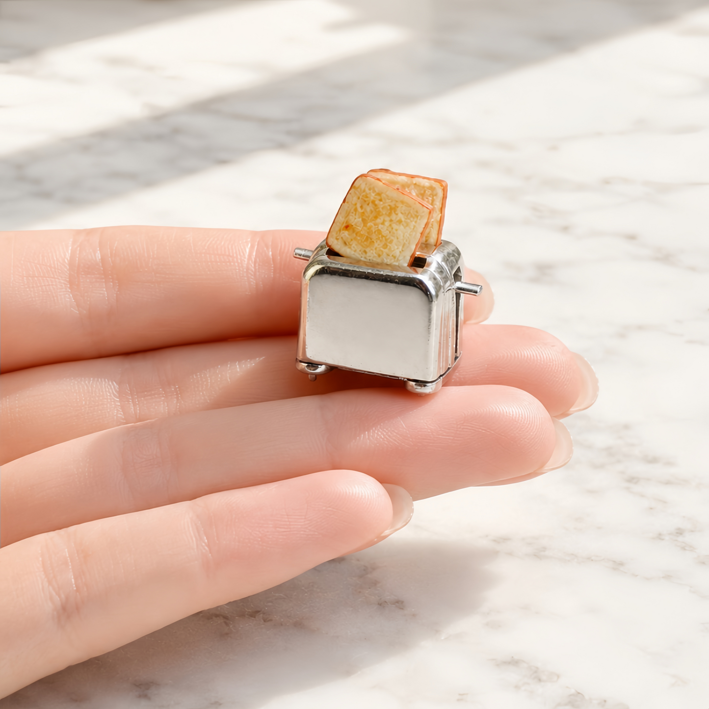 FDMINI Mini Toaster – 2 Styles Miniature Bread Toaster with Pop-Up Toast for 1:6 & 1:12 Dollhouse Kitchen & Diorama Scenes