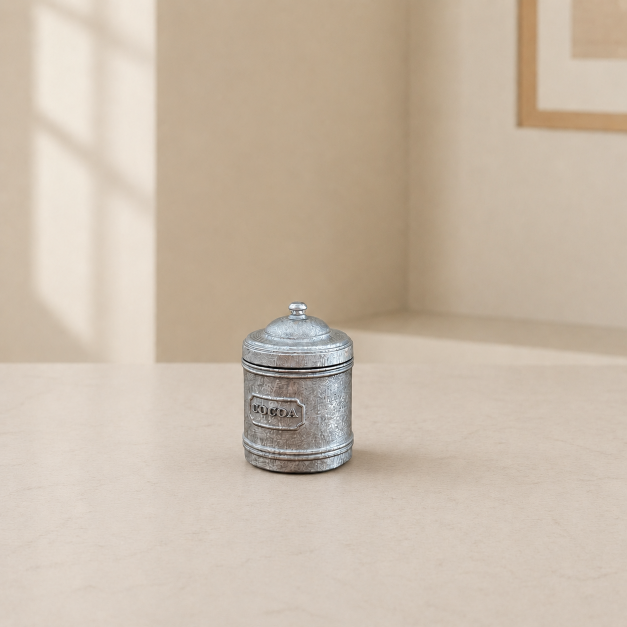 FDMINI Mini Vintage Kitchen Canisters – Set of 4 Miniature Metal Storage Tins (Café, Sugar, Cocoa, Tea) for 1/6 1/8 1/12 Scale Dollhouse, BJD & Blythe Scenes